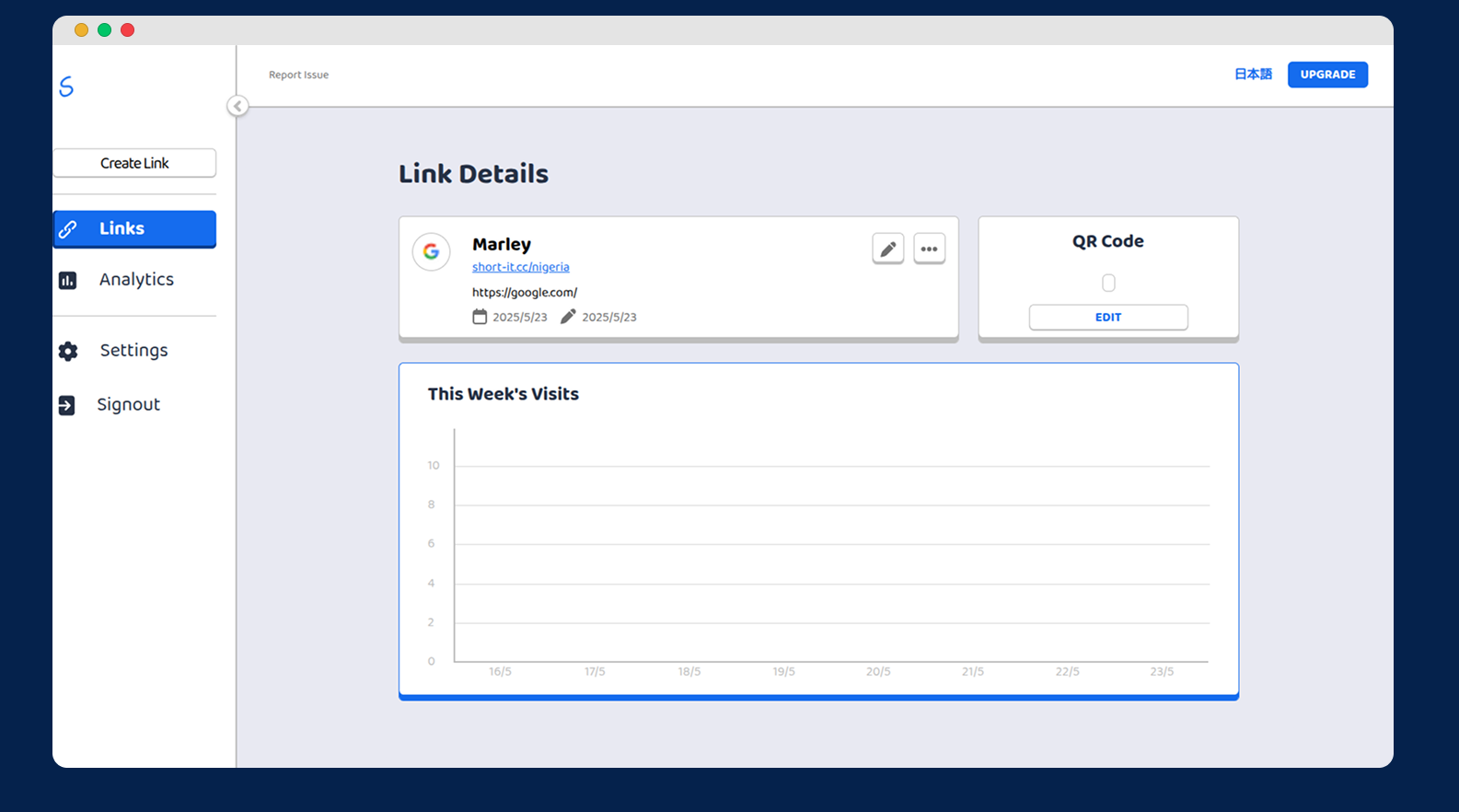 短縮URLの詳細画面